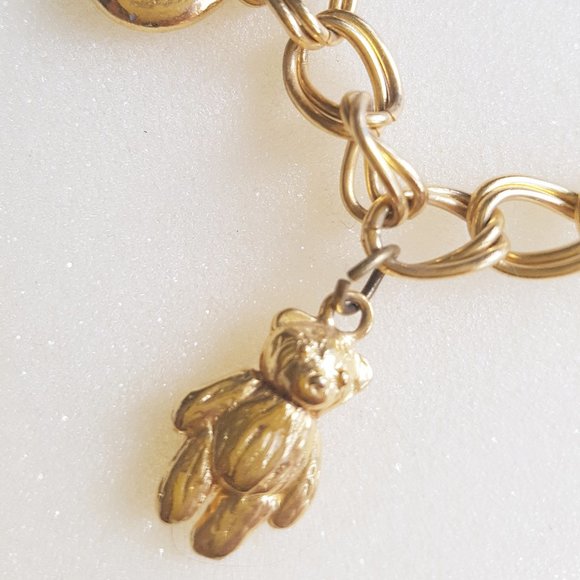 🐻 2 x 90s gold tone Charm Bracelets Teddy Shells - Picture 4 of 7